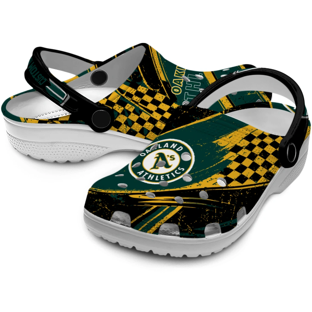 Oakland Athletics Clogs - Custom Circuit Geometry Green Black 3