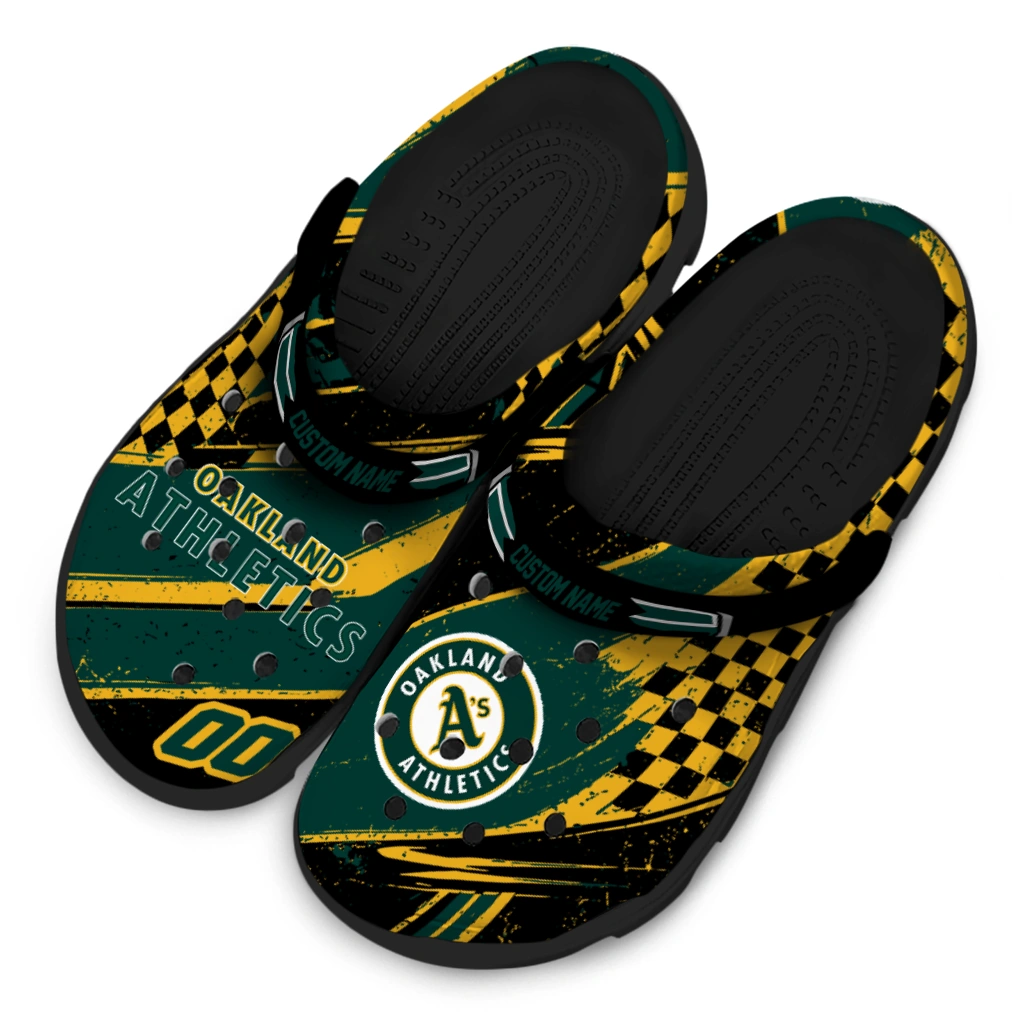 Oakland Athletics Clogs - Custom Circuit Geometry Green Black 4
