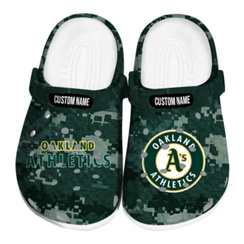 Oakland Athletics Clogs - Custom Digital Camo Green