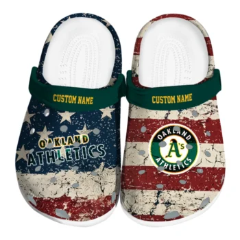Oakland Athletics Clogs - Custom Distressed Stripes Green Red Blue
