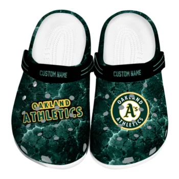 Oakland Athletics Clogs - Customized Cracked Energy Green Black