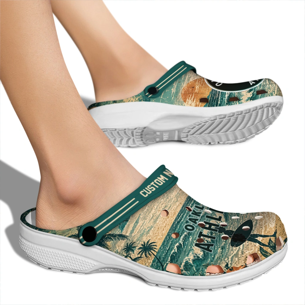 oakland-athletics-clog-customized-wave-scene-fir-green-fashion-forward.webp