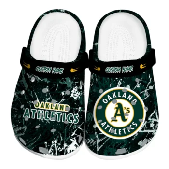 Oakland Athletics Clogs - Personalized Graffiti Burst Green Black