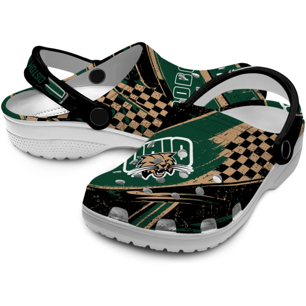 Ohio Bobcats Clogs - Custom Circuit Geometry Green Black 3