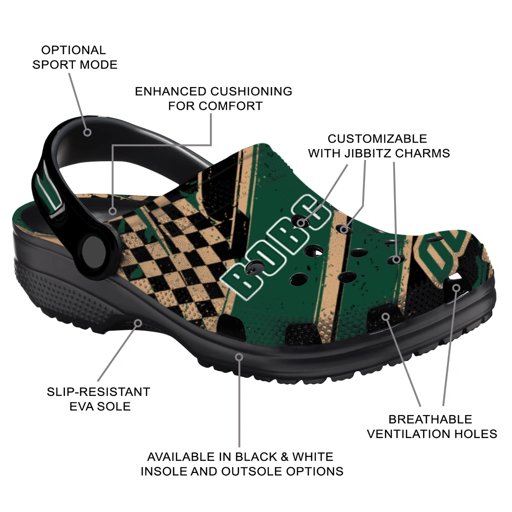 Ohio Bobcats Clogs - Custom Circuit Geometry Green Black 5