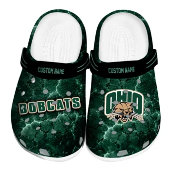 Ohio Bobcats Clogs - Customized Cracked Energy Green Black