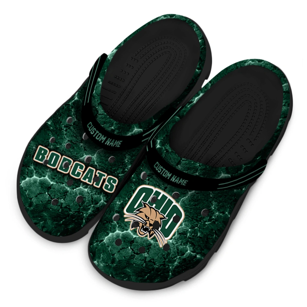 ohio-bobcats-clog-customized-cracked-energy-green-black-latest-model.webp