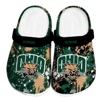 Ohio Bobcats Clogs - Customized Splatter Splash Green Black