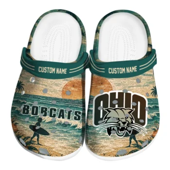 Ohio Bobcats Clogs - Customized Wave Scene Fir Green