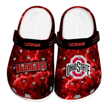 Ohio State Buckeyes Clogs - Custom Cracked Energy Scarlet Black