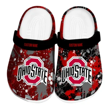 Ohio State Buckeyes Clogs - Custom Splatter Splash Scarlet Black