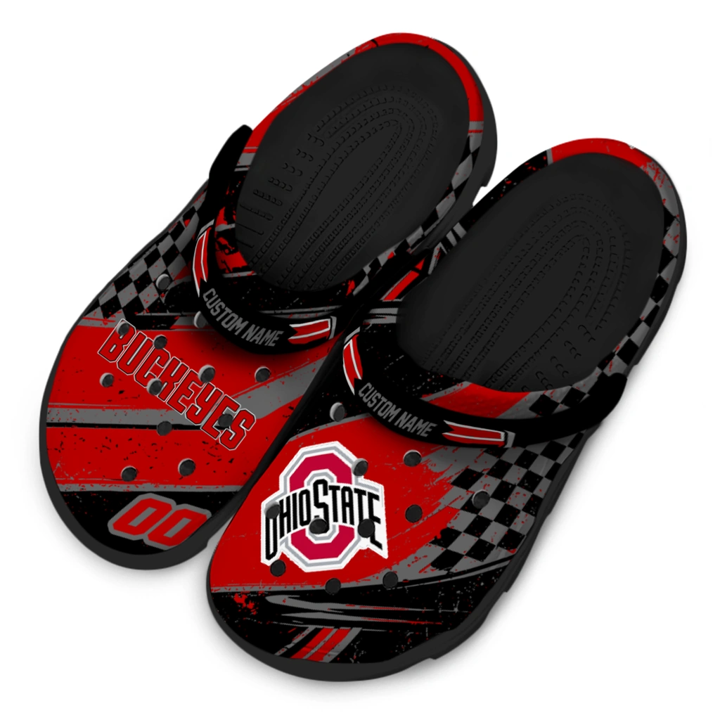 ohio-state-buckeyes-clog-customized-checkered-streaks-scarlet-black-latest-model.webp