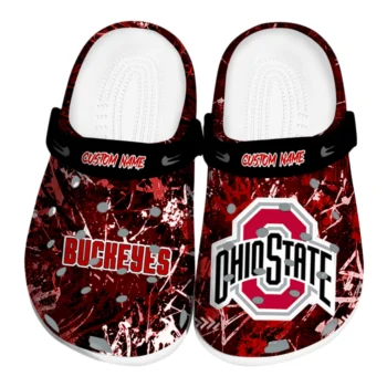 Ohio State Buckeyes Clogs - Customized Graffiti Burst Scarlet Black