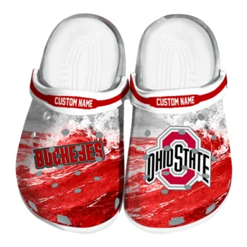 Ohio State Buckeyes Clogs - Customized Wave Swirl Scarlet White