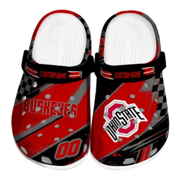 Ohio State Buckeyes Clogs - Personalized Circuit Geometry Scarlet Black