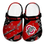 Ohio State Buckeyes Clogs - Customized Checkered Streaks Scarlet Black 1 Ohio State Buckeyes Clogs – Customized Checkered Streaks Scarlet Black 1