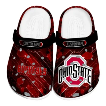 Ohio State Buckeyes Clogs - Personalized Circuit Geometry Scarlet Black
