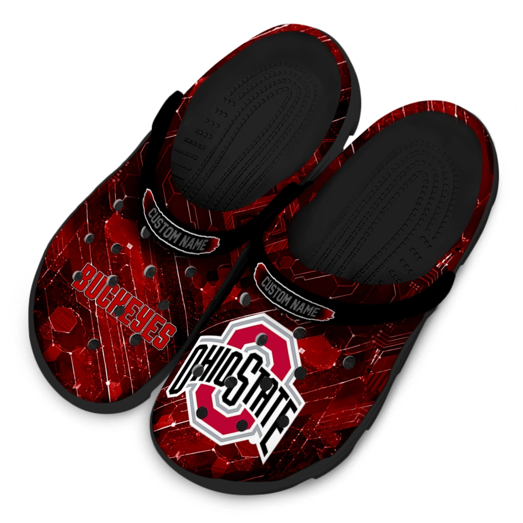 ohio-state-buckeyes-clog-personalized-circuit-geometry-scarlet-black-latest-model.webp
