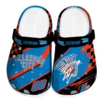 Oklahoma City Thunder Clogs – Personalized Checkered Streaks Blue Black 1