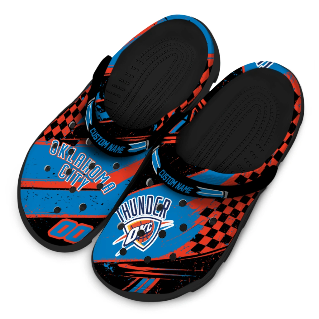 Oklahoma City Thunder Clogs - Custom Circuit Geometry Blue Black 4