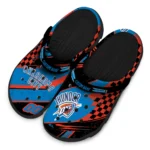 Oklahoma City Thunder Clogs – Personalized Checkered Streaks Blue Black 1