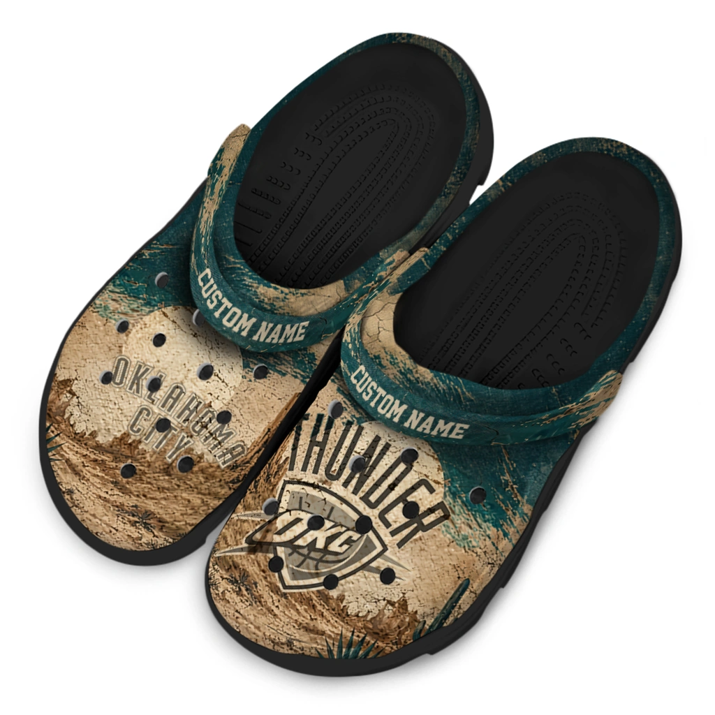oklahoma-city-thunder-clog-custom-cracked-landscape-fir-green-beige-latest-model.webp