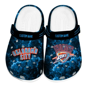Oklahoma City Thunder Clogs - Customized Cracked Energy Blue Black