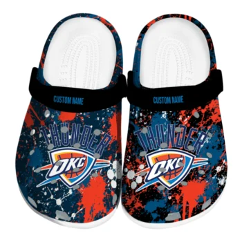 Oklahoma City Thunder Clogs - Customized Splatter Splash Blue Black