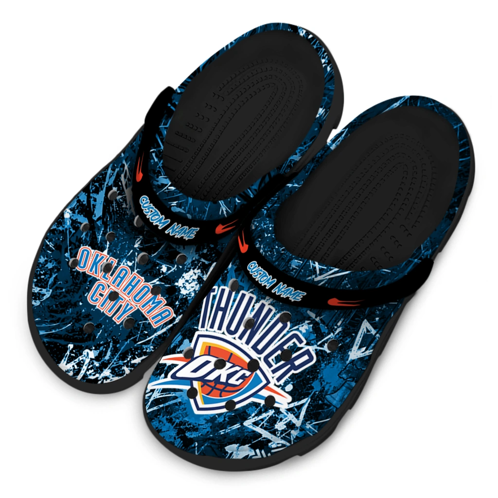 oklahoma-city-thunder-clog-personalized-graffiti-burst-blue-black-latest-model.webp