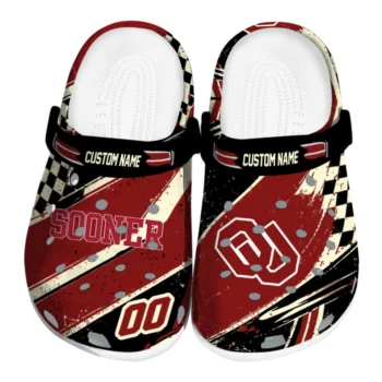 Oklahoma Sooners Clogs - Custom Checkered Streaks Crimson Black