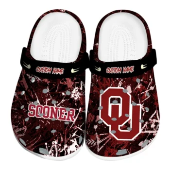 Oklahoma Sooners Clogs - Custom Graffiti Burst Crimson Black