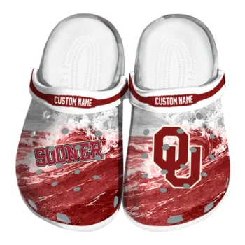 Oklahoma Sooners Clogs - Custom Wave Swirl Crimson White