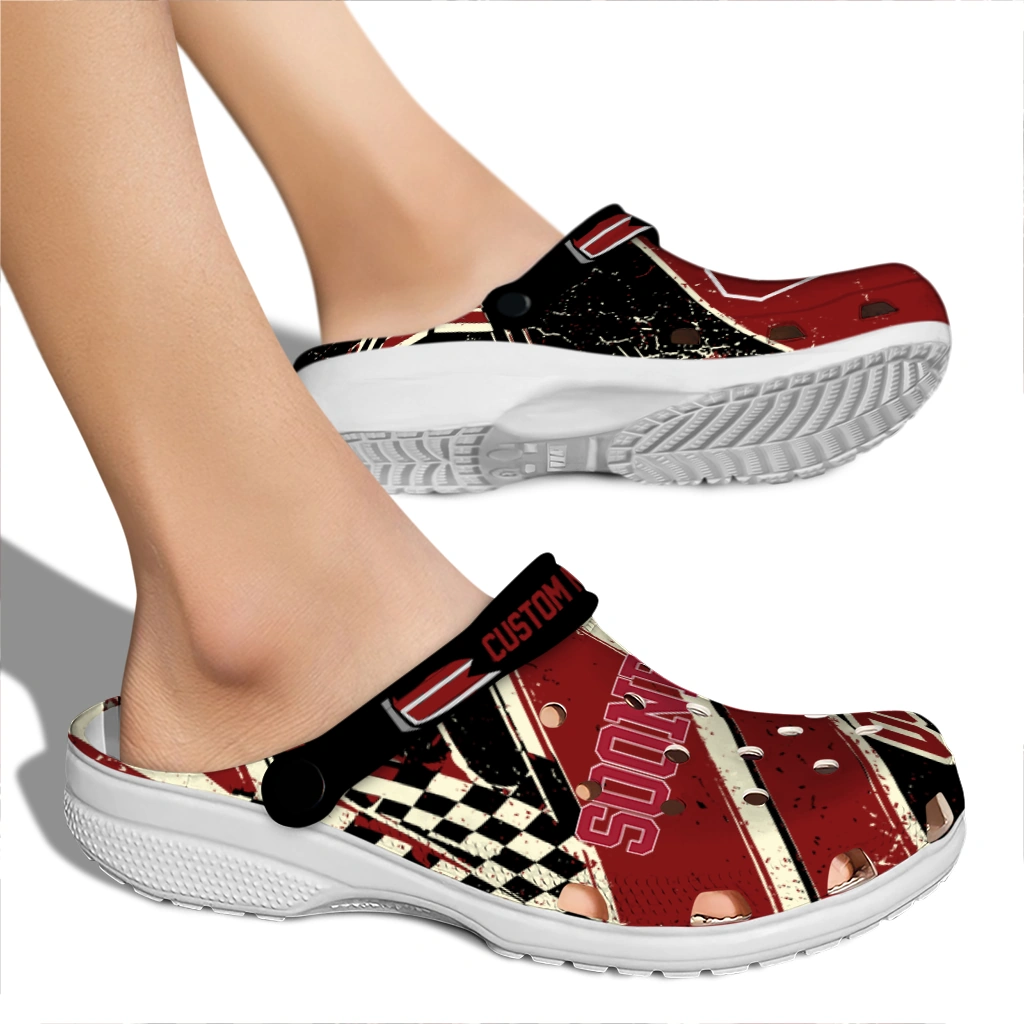 Oklahoma Sooners Clogs - Customized Circuit Geometry Crimson Black 2