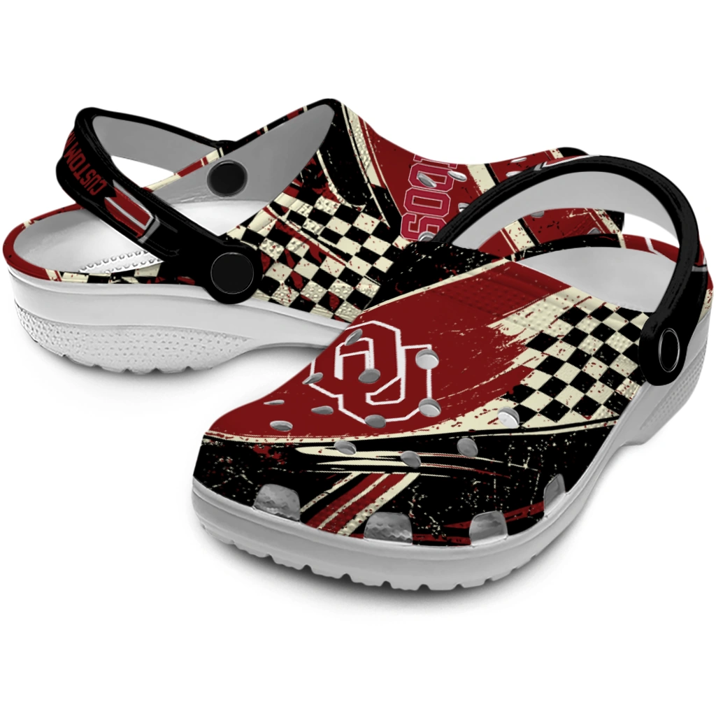Oklahoma Sooners Clogs - Customized Circuit Geometry Crimson Black 3