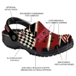 Oklahoma Sooners Clogs – Custom Checkered Streaks Crimson Black 1