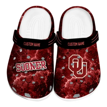 Oklahoma Sooners Clogs - Personalized Cracked Energy Crimson Black