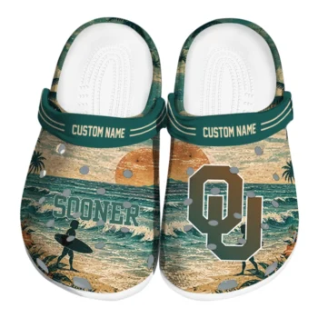 Oklahoma Sooners Clogs - Personalized Wave Scene Fir Green
