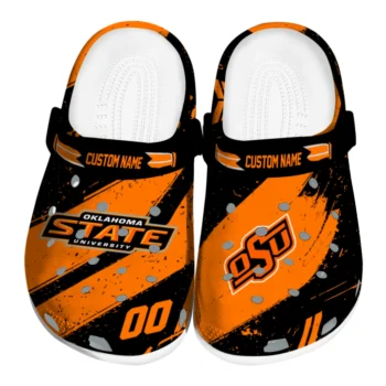 Oklahoma State Cowboys Clogs - Personalized Checkered Streaks Orange Black