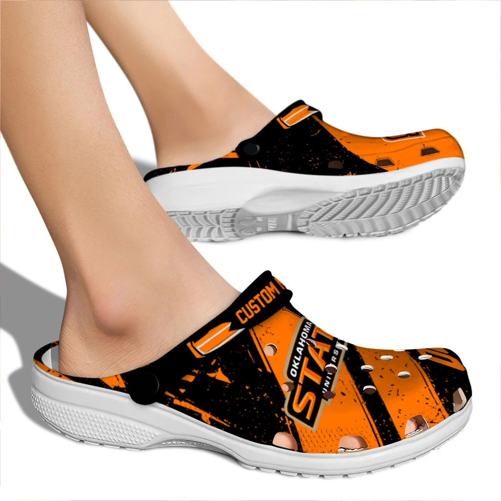 Oklahoma State Cowboys Clogs - Custom Circuit Geometry Orange Black 2