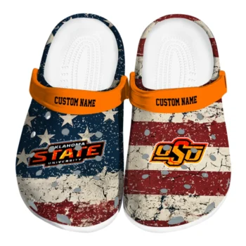 Oklahoma State Cowboys Clogs - Custom Distressed Stripes Orange Red Blue