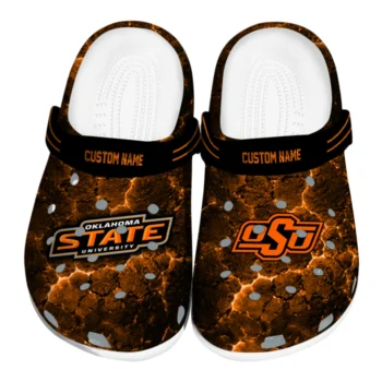 Oklahoma State Cowboys Clogs - Customized Cracked Energy Orange Black