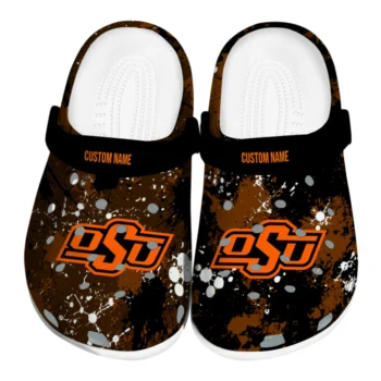 Oklahoma State Cowboys Clogs - Customized Splatter Splash Orange Black