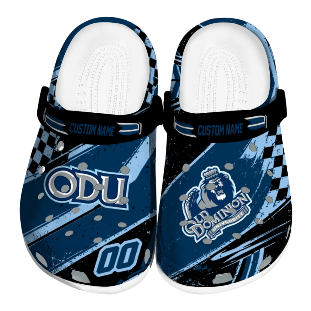 Old Dominion Monarchs Clogs - Customized Circuit Geometry Blue Black 1 old dominion monarchs clog customized checkered streaks blue black best selling 1