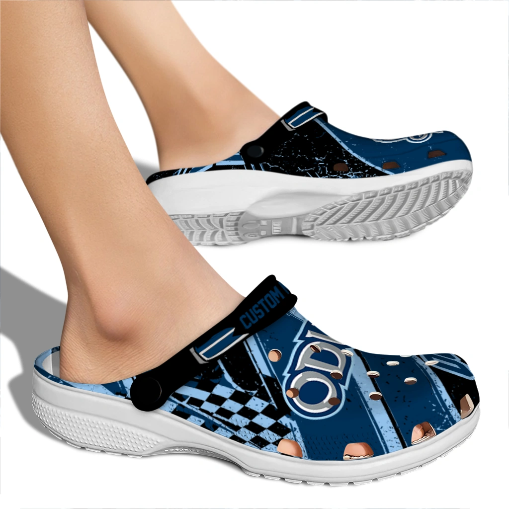 Old Dominion Monarchs Clogs - Customized Circuit Geometry Blue Black 2
