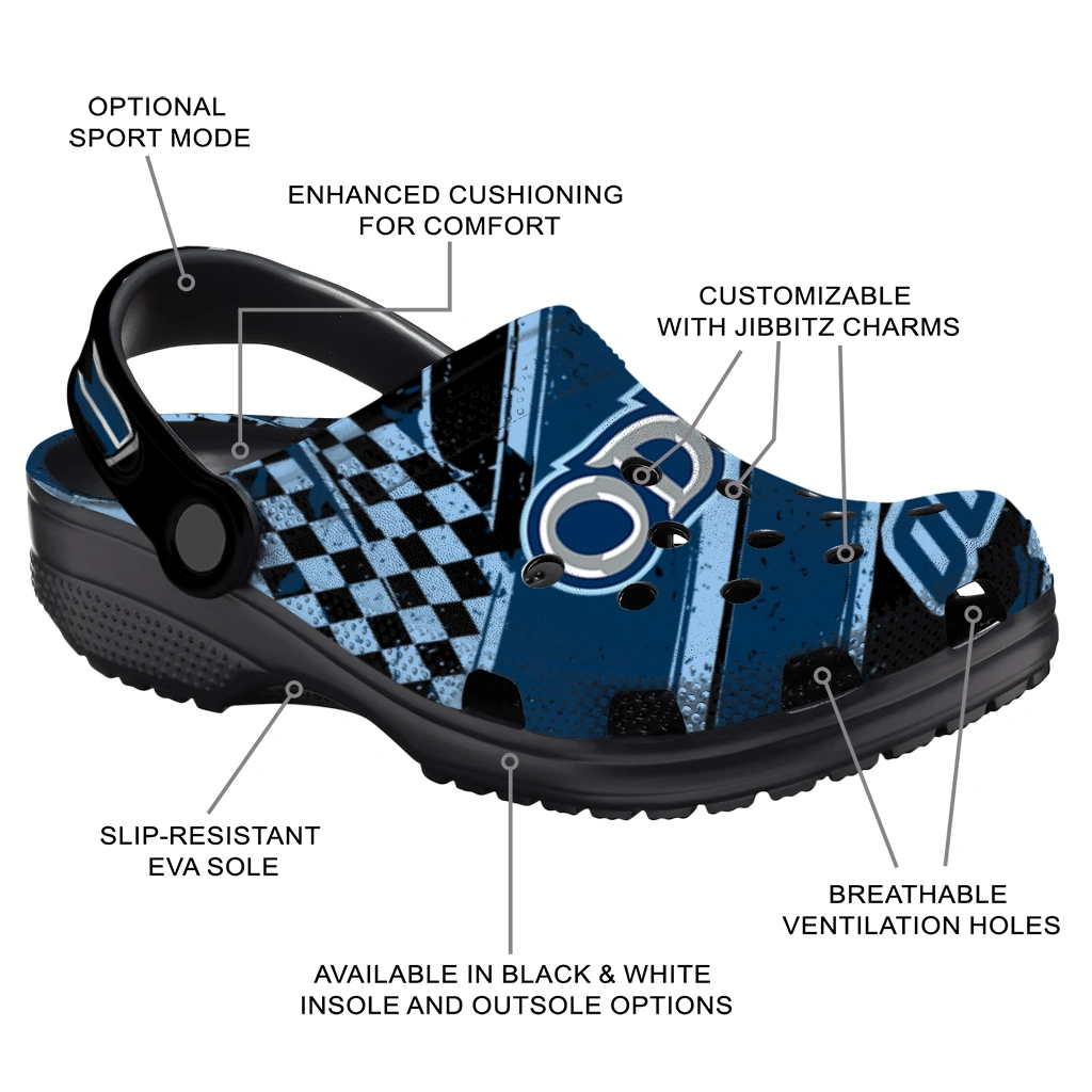 Old Dominion Monarchs Clogs - Custom Checkered Streaks Blue Black 5