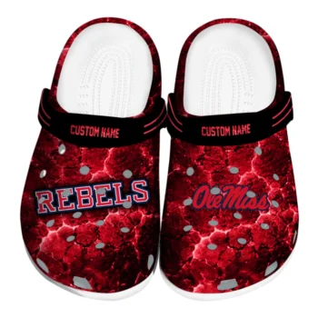Ole Miss Rebels Clogs - Custom Cracked Energy Red Black