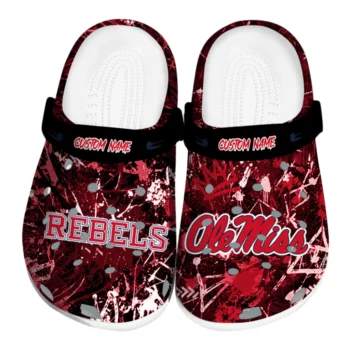 Ole Miss Rebels Clogs - Customized Graffiti Burst Red Black