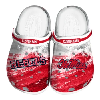 Ole Miss Rebels Clogs - Customized Wave Swirl Red White