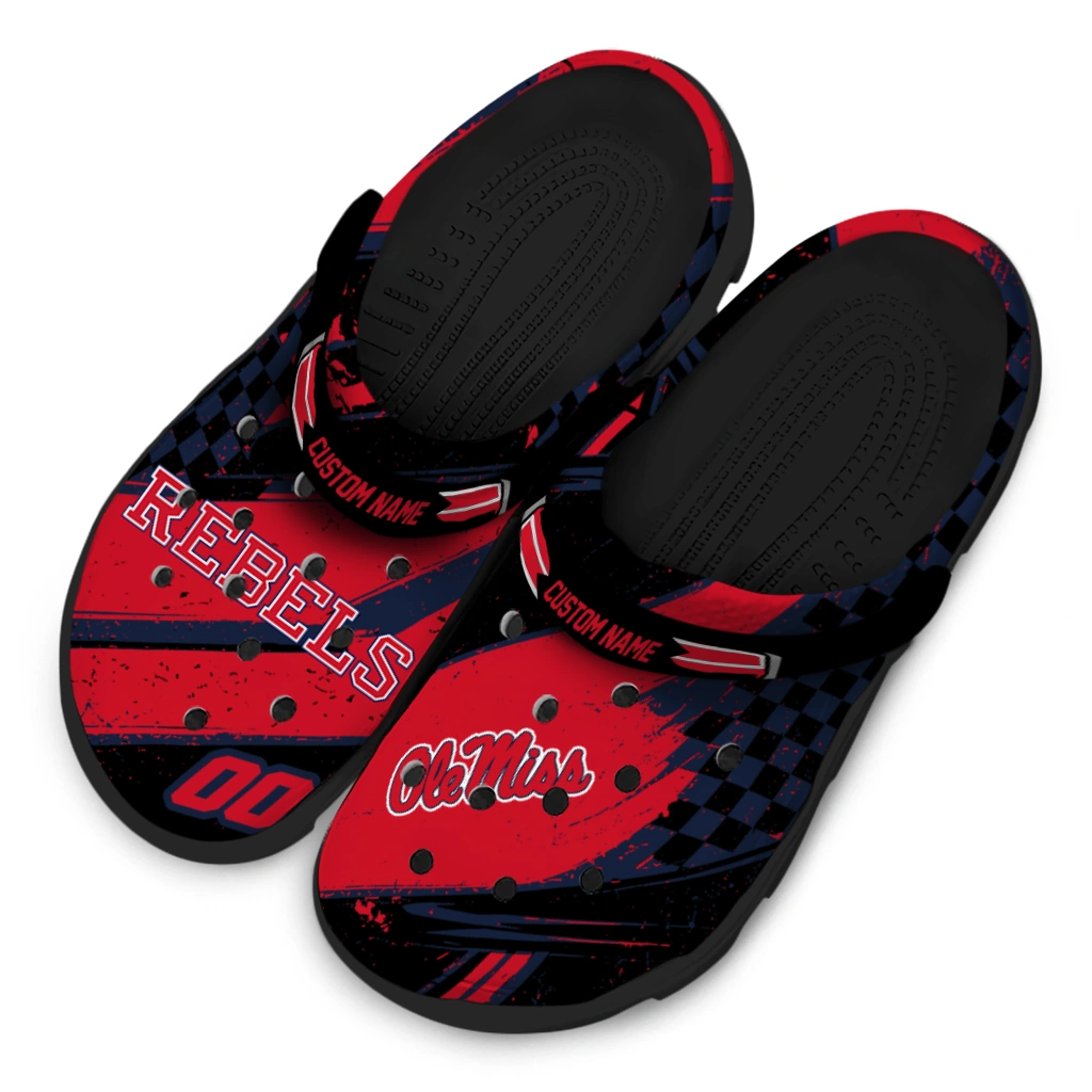 Ole Miss Rebels Clogs - Personalized Circuit Geometry Red Black 4