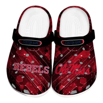 Ole Miss Rebels Clogs - Personalized Circuit Geometry Red Black